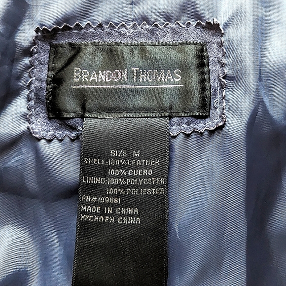 ❄️Leather Jacket in a Gorgeous Blue by Brandon Thomas - Picture 7 of 10